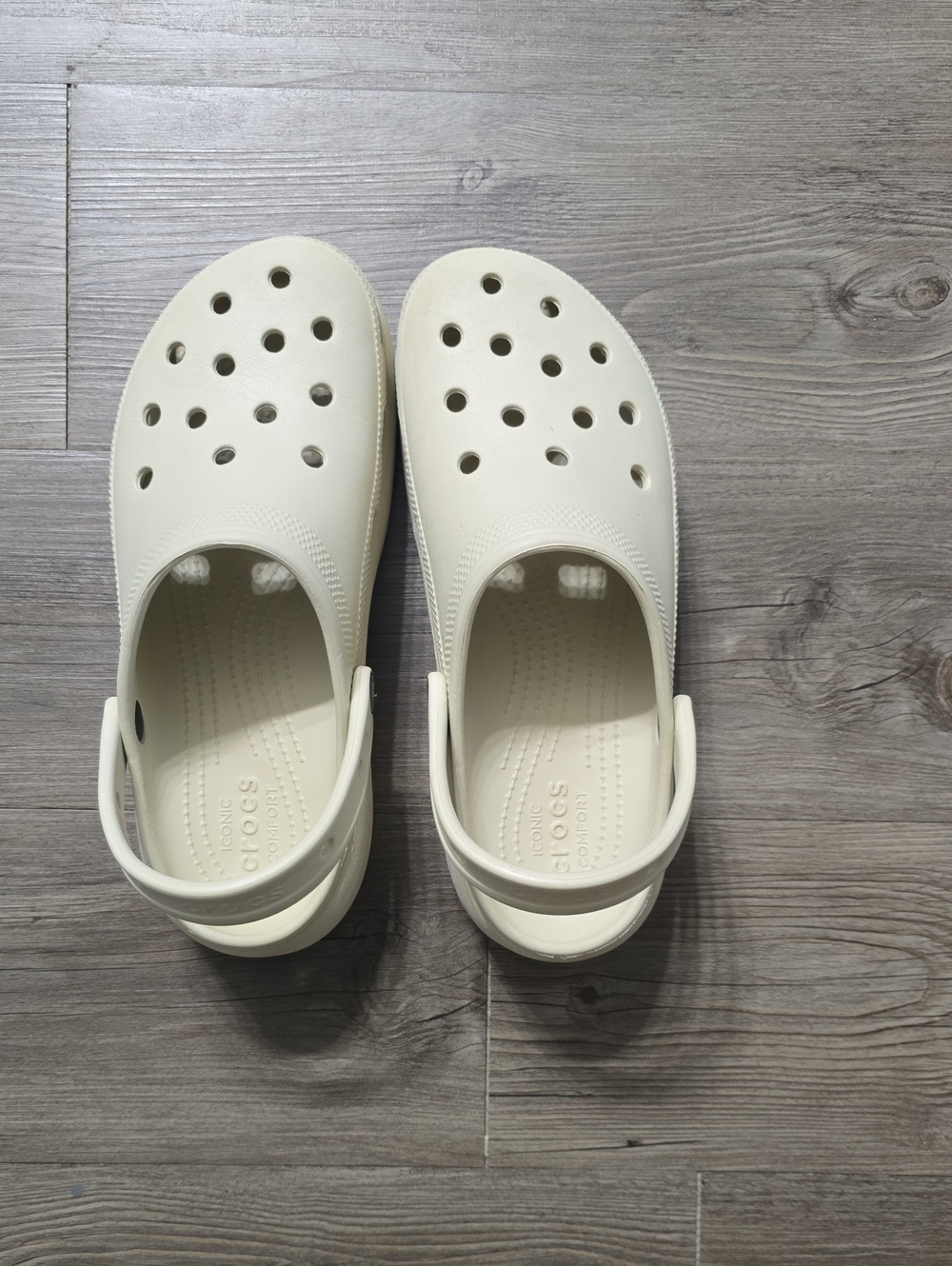 Cream Platform Crocs